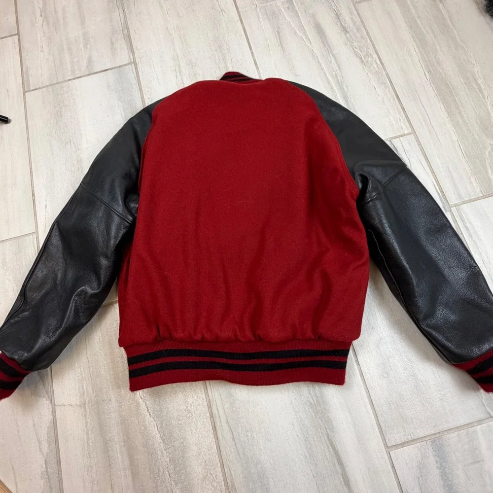 Jostens South Carolina Gamecocks Varsity Jacket Red Wool Black Leather Mens M